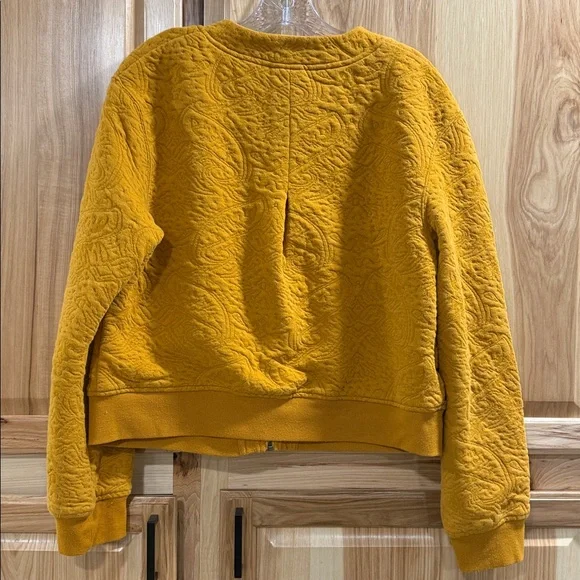 Saturday Sunday Anthropologie Mustard Yellow Quilted Boho Bomber Jacket Size L - Picture 5 of 9